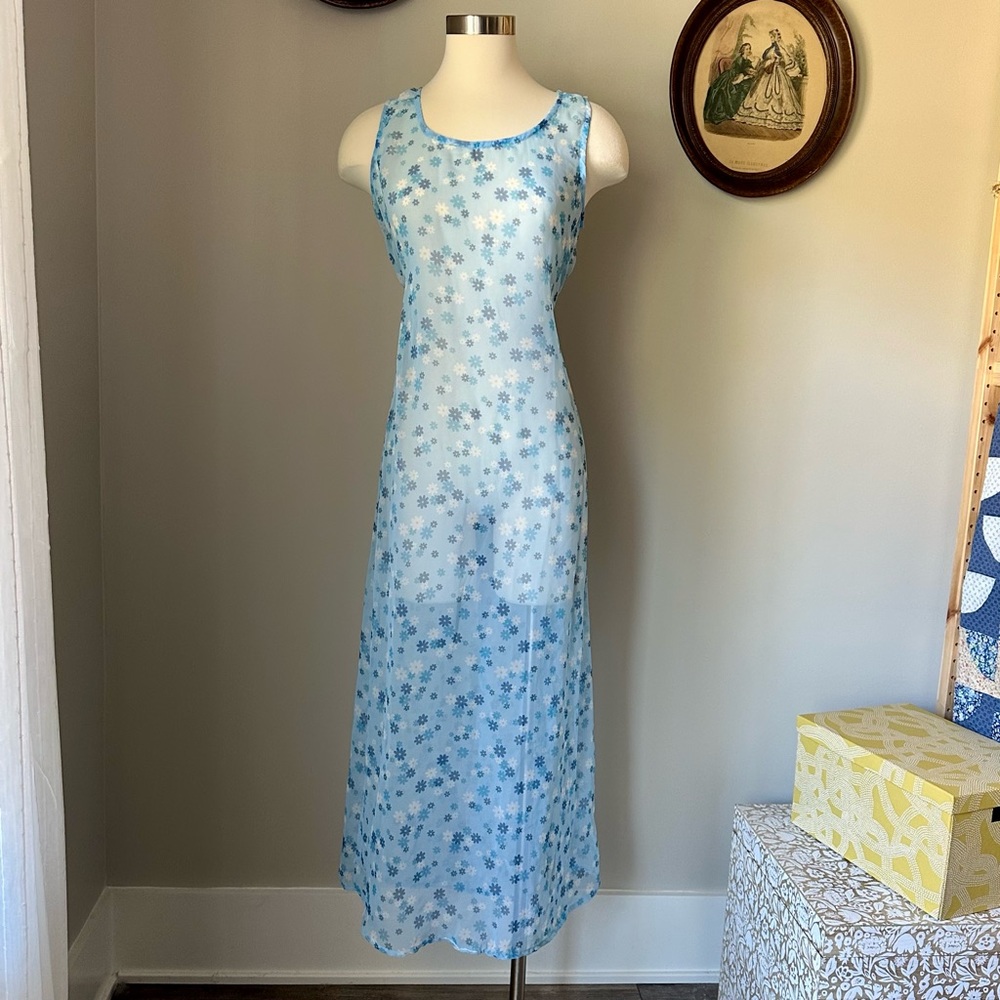 Vintage 1970s powder blue sheer dress - Jody of California